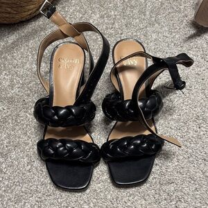 Crown & Ivy Black Braided Heels
